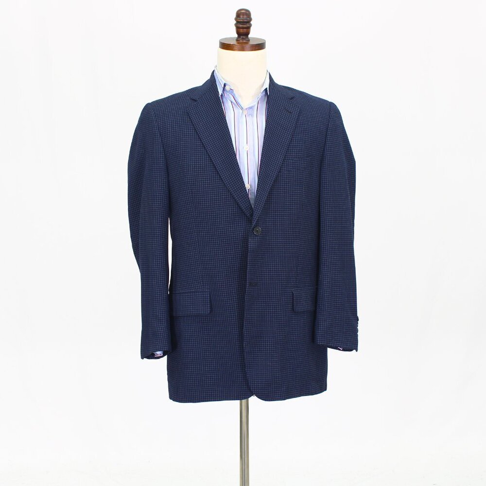 Joseph Abboud 40R Navy Check 2-Button Sport Coat Blazer Jacket T784